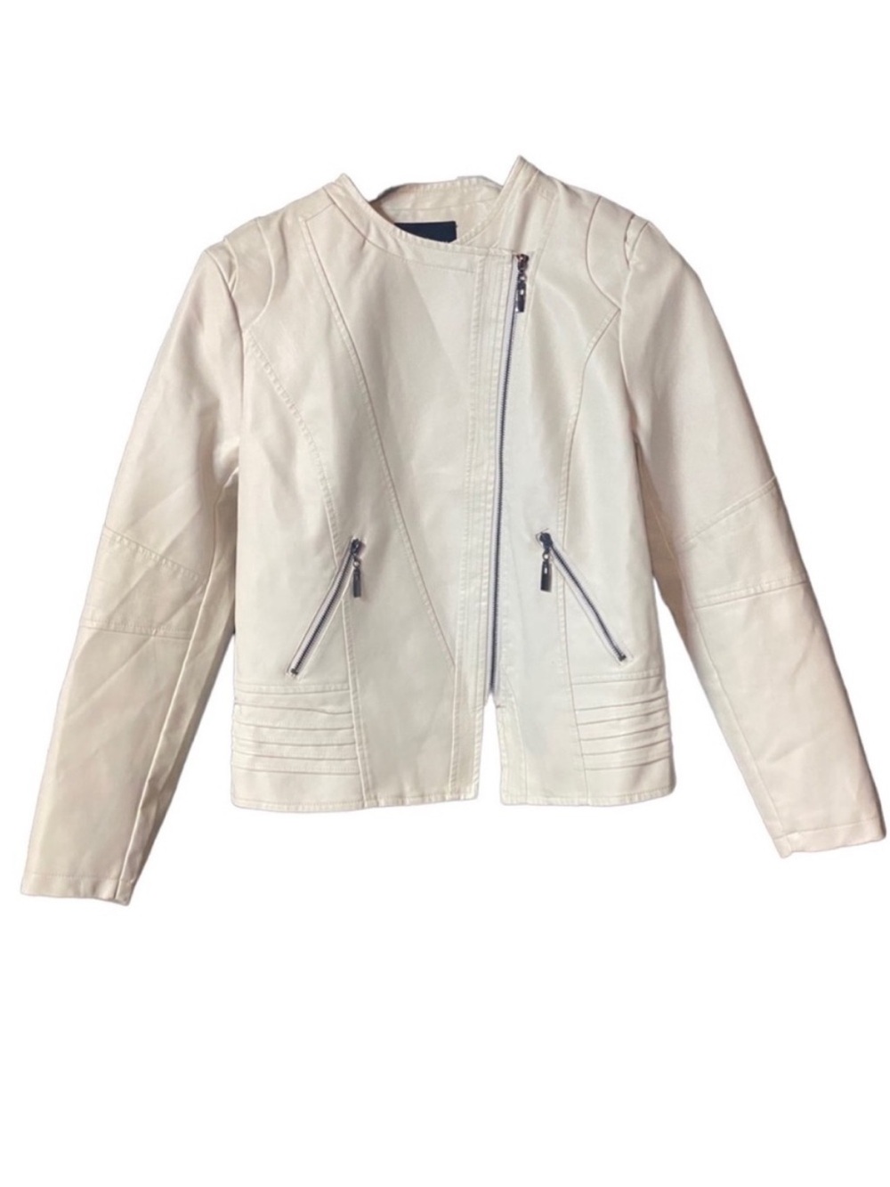 Chou Yatou White Faux Leather Jacket. Size Medium.